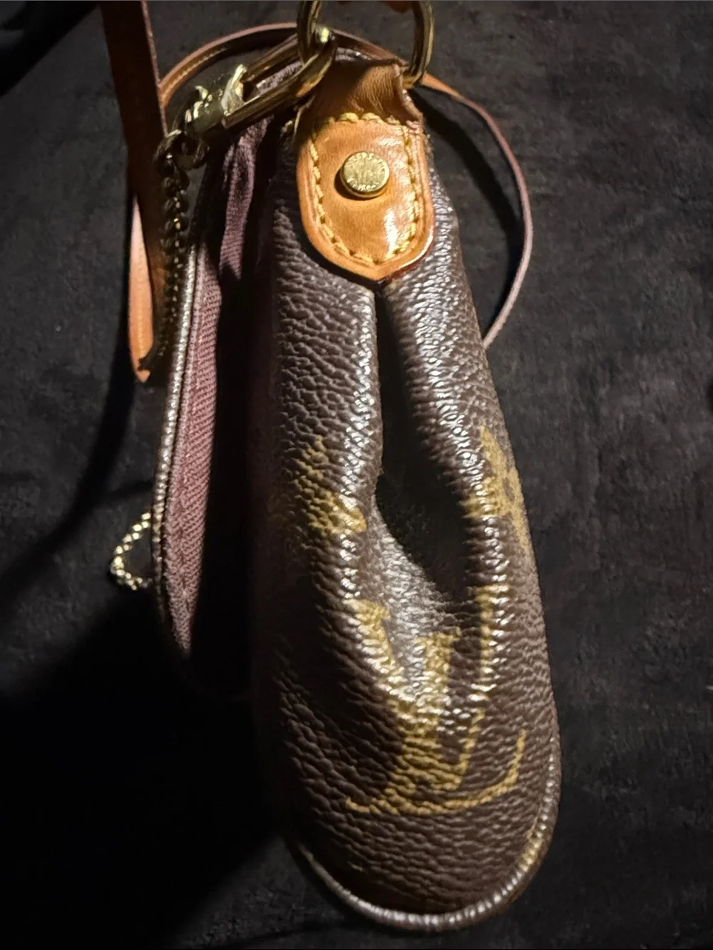 Louis Vuitton Monogram Canvas Crossbody in Brown and Tan with Gold Hardware